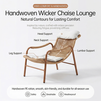 Chaise longue d'extérieur en rotin Meiqi, chaise inclinable réglable, chaise de relaxation pour patio, jardin, balcon, avec dossier pour une utilisation en extérieur