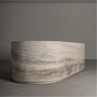 Baignoire monolithique rectangulaire en marbre naturel massif sculpté, à poser ou autoportante, pour hôtels, villas, intérieur et extérieur, vente en gros