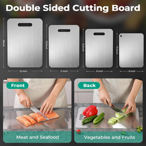<span class=keywords><strong>Set</strong></span> di 3 Taglieri in Titanio Puro al 100% a Doppia Faccia, Non Tossici, Igienici, in Acciaio Inossidabile per Cucina e Campeggio - Product Image 6