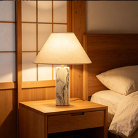 Lampe de table en marbre naturel de style design, luxe léger, pour villa, hôtel, salon, chambre à coucher, décoration de chevet
