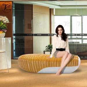 Bancos de Patio superiores de pintura de grano de madera guijarros de fibra de vidrio de arco circular de jardín moderno para exteriores - Product Image 3