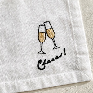 Serviettes de cocktail en lin 100% brodé sur mesure, tissu français de luxe biologique pour hôtels, serviettes en lin biologique de luxe - Product Image 3