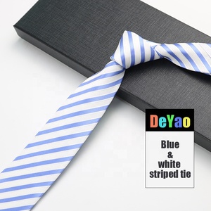 Cravate micro personnalisée populaire pour homme, cravate à rayures formelle, cravate à rayures bleu marine et blanche, gravatas para homens - Product Image 3