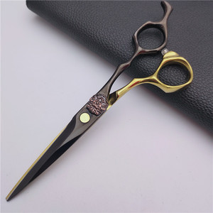 กรรไกรตัดผมแบล็คโกลด์ 6.0 นิ้ว กรรไกรซอยผม สแตนเลส ใบมีดคม ด้ามยาว กรรไกรแบบแบน สำหรับใช้ในร้านเสริมสวย - Product Image 1