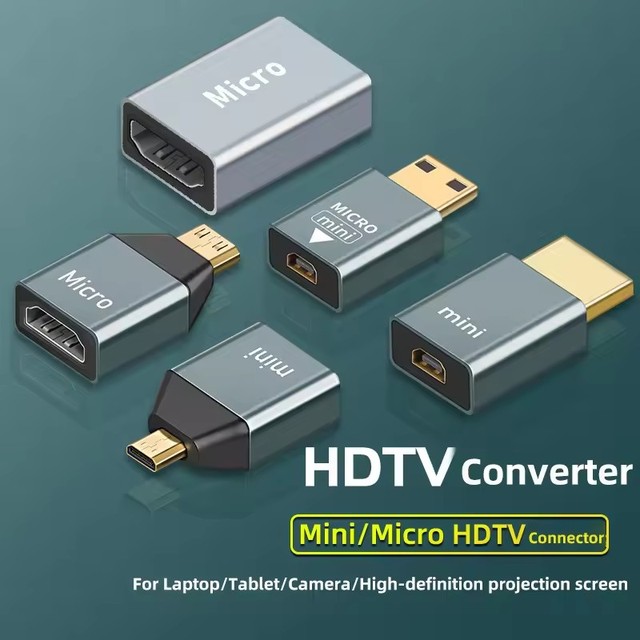 Micro -Compatiable Adapter 4K 60HZ Mini Micro HD to -Compatible Converter for Laptop Camera TV Monitor Projector Audio