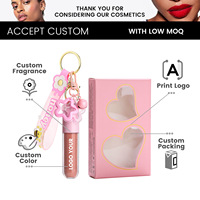 Gloss à lèvres liquide hydratant personnalisé, avec breloque porte-clés mignonne, marque privée, couleur et parfum personnalisés, emballage, vitamine E, faible MOQ