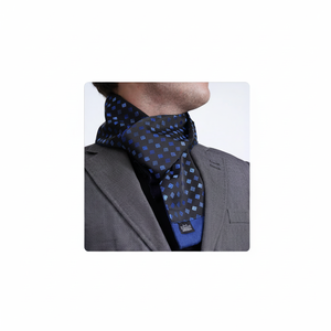 Exve Exclusive Double-Sided Jacquard Woven Black and Blue Square Geometric Pattern Turkey Origin Scarf Handkerchief Model AE3465 - Product Image 2
