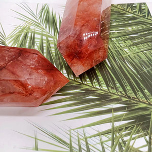 Torre de cristal rojo de cuarzo con fuego Natural, cristales curativos, varita de punto - Product Image 2