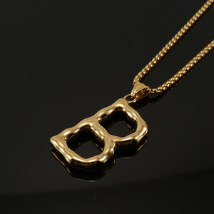 Collar con Colgante de Letra en Acero Inoxidable y Titanio Estilo Hip Hop Europeo para Hombre, Letra Inglesa en Acero Inoxidable 18K, Combinable con Todo - Product Image 6