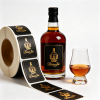 Étiquettes autocollantes de luxe gaufrées à l'or, autocollants de marquage pour emballages, décalcomanies pour bouteilles de vin, whisky, spiritueux et liqueurs