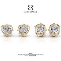 Boucles d'oreilles en moissanite VVS 2 carats, taille cœur et coussin, en argent 925 plaqué or 18 carats, bijoux raffinés pour femme, idéal pour un cadeau