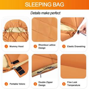 ถุงนอน Woqi Mummy 600 Fill Power Duck Down ผ้าไนลอนระบายอากาศได้ดี สำหรับผู้ใหญ่ ใช้สำหรับตั้งแคมป์และแบกเป้กลางแจ้ง สีช็อกโกแลตและสีน้ำเงินรอยัล - Product Image 3