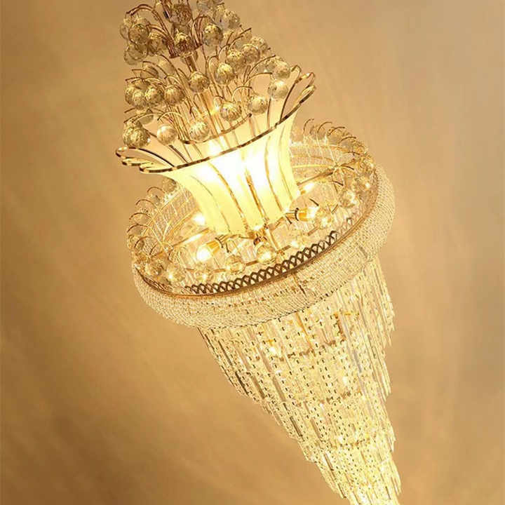Creative High Ceiling Hotel Villa Loft Home Decor Pendant Light Lamp Crystal Luxury Stair Chandelier
