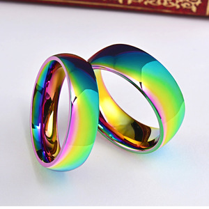 Popular yunnique cross-border e-commerce trendy colorful titanium steel <b>rings</b>, perfect for <b>couples</b> with a minimalis - Product Image 2