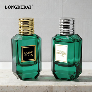 Manufacturer Irregular Green <b>Empty</b> 30ml 50ml 100ml Sprayer Crimp Glass Perfume <b>Bottles</b> with Golden Plastic Lid - Product Image 2