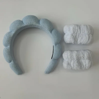 Bandeau éponge gonflée pour spa et maquillage avec bracelets Bandeau accessoire GRWM