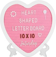 Tableau d'affichage en feutre en forme de cœur, 10x10 pouces, avec lettres, chiffres, mots cursifs et support – Portable pour usage intérieur – Vente chaude