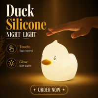 Lampe tactile personnalisée en silicone en forme de canard, petite lampe de chevet à intensité variable, lampe à capteur tactile, lumière LED en silicone, rechargeable par USB