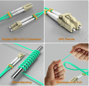 Cable de conexión de fibra <span class=keywords><strong>OM3</strong></span> <span class=keywords><strong>10Gb</strong></span> 50/125 multimodo Simplex LC/UPC para uso en exteriores para redes Wi-Fi 4G 3G distancia de 100M - Product Image 5