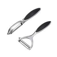 2-in-1 Heavy Duty Multifunctionele Handmatige Roestvrijstalen Herbruikbare Draagbare Fruit- en Groenteschiller met Zinklegering Handvat voor Appels