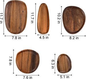 Set of 5 High Quality Acacia <strong>Wood</strong> Serving Platter and Trays Irregular Oval Solid <strong>Wood</strong> <strong>Plates</strong> Serving Tray Sets MOQ 50pcs - Product Image 5