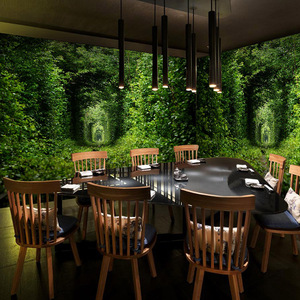 Papel Tapiz de Bosque, Papel Tapiz para Cafetería, Tienda de Té con Leche, Floristería, Papel Tapiz de Bosque Tropical, Paisaje Natural, Mural para Hotel - Product Image 1