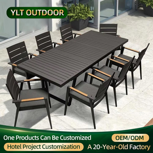 Ensemble de table et de chaises en aluminium pour l'extérieur, style pastoral, polyvalent, extensible, table d'extérieur, hôtel, patio, piscine, jardin, meubles - Product Image 1