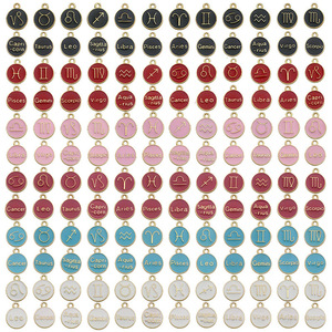 Colgante Redondo Esmaltado de 12 Constelaciones, Doble Cara, con Signos del Zodíaco, para Llavero, Collar, Pulsera, Pendientes, Fabricación de Joyas DIY - Product Image 1