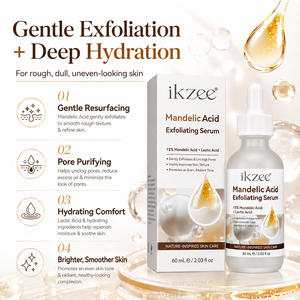Sérum exfoliant pour le visage Ikzee avec logo personnalisé, <span class=keywords><strong>acide</strong></span> mandélique à 15% + <span class=keywords><strong>acide</strong></span> lactique, soin de la peau, texture lisse, éclat radieux, prix d'usine - Product Image 4