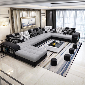 Grand ensemble de canapés modernes pour salon, meubles confortables, <span class=keywords><strong>canapé</strong></span> sectionnel en <span class=keywords><strong>tissu</strong></span> en forme de U - Product Image 1
