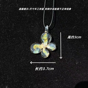 Imported Material Glass Butterfly Pendant Glass Necklace Accessories Gift Niche Instagram-style Gift Diy Components Handmade - Product Image 4