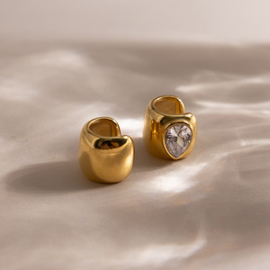 Boucles d'oreilles clips en forme de goutte d'eau en zircon, acier inoxydable 18K pour femmes, bijoux d'oreille non percés, pièce tendance - Product Image 4