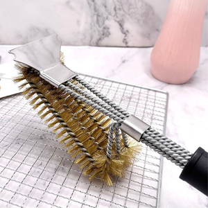 Brass Grill Brush 3-in-1 BBQ Grill Brush with Stainless Steel Scraper for Outdoor <b>Gas</b> Charcoal Grill - Product Image 6