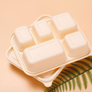 รับพิมพ์ลายตามสั่ง กล่องอาหารชีวภาพย่อยสลายได้ทรงสี่เหลี่ยมทำจากแป้งข้าวโพด แบบ 3 4 5 6 ช่อง สำหรับใส่อาหารกลับบ้าน - Product Image 2