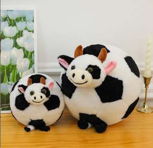 Peluche en forme de vache, jouet en peluche doux et durable, personnalisable, adorable, broderie, peluche de <span class=keywords><strong>zoo</strong></span>, <span class=keywords><strong>football</strong></span> de dessin animé - Product Image 5