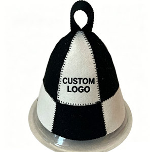 HKZB Custom Logo Wool Felt Sauna <b>Hat</b> Checkered Banya <b>Hat</b> Sauna Cap for Men <b>Women</b> to Protect Hair - Product Image 1