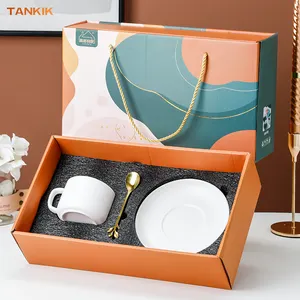 Cafe Office Empfohlen 250ML 2er Pack Kaffeetasse Set Geschenk box Verpackung Keramik Kaffee Tee Tasse Set Für 2