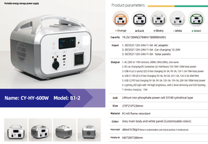 Generador Solar Portátil E-NiCE de 600W con 4 Puertos USB para Camping, Viajes y Uso Doméstico de Respaldo, Salida de Onda Sinusoidal Pura A1-1 - Product Image 6