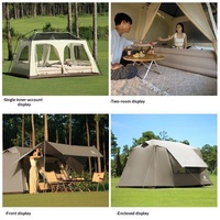 Tente de camping extérieure 2-en-1 sans configuration requise, abri portable à deux chambres offrant une protection contre le soleil et la pluie, toutes saisons