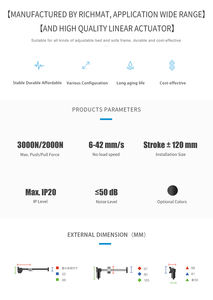 Actionneurs linéaires électriques à grande vitesse 800mm pour <span class=keywords><strong>lit</strong></span> réglable à la maison - Product Image 3