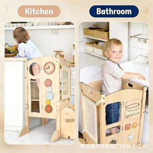 Cross-border wooden toddler toy table, children's <b>study</b> <b>desk</b>, early education table and chair combination, building block table - Product Image 3