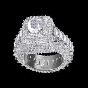 Tùy chỉnh vượt qua Kim Cương Tester moissanite vvs Punk hip hop New Ice out trang sức nhẫn chứng nhận 925 bạc mạ vàng Hip hop vòng - Product Image 1