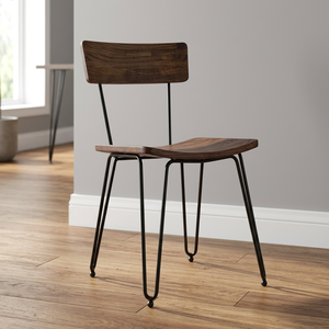 Chaise de salle à manger industrielle et vintage en fer avec assise en bois, design indien, pour cuisine et utilisation en extérieur - Product Image 3