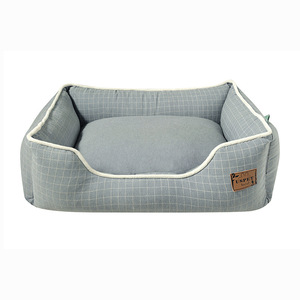 Großhandel Superweicher Designer-Stoff Kariertes Quadratisches Bio-Baumwoll-Luxus-Haustierbett - Product Image 5