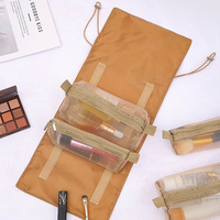 Sac de maquillage portable 4 en 1, compartiment de rangement séparable amovible, sac de rangement pliable pour articles de toilette