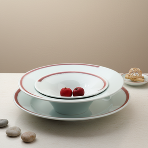 Ensemble de vaisselle en céramique en gros, assiettes et bols assortis, blanc, petit, 6 onces, bol à mélanger en céramique pour riz, salade, soupe avec bord doré - Product Image 4