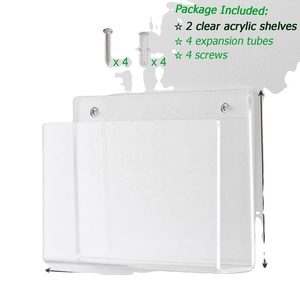 Hiện đại rõ ràng Acrylic kệ sách lưu trữ tập tin hiển thị đứng 2 pcs lucite giữ Tạp Chí Wall Mount Book Rack Organizer - Product Image 4