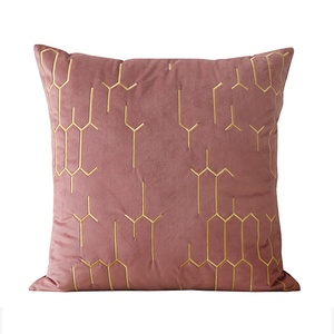 Fodera per cuscino decorativo <span class=keywords><strong>rosa</strong></span> in velluto ricamato, morbida, quadrata, tinta unita, per divano - Product Image 1