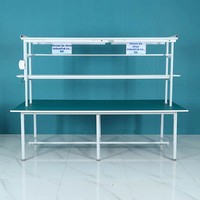 Station de travail antistatique pour l'emballage, l'atelier d'usine, la ligne d'assemblage, le plan de travail, la station d'emballage, la table de réparation industrielle à double niveau