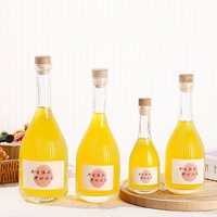 Bouteille en verre givré à rayures verticales, transparente, vide, pour stockage horizontal de fruits faits maison, conteneur séparé au design élégant